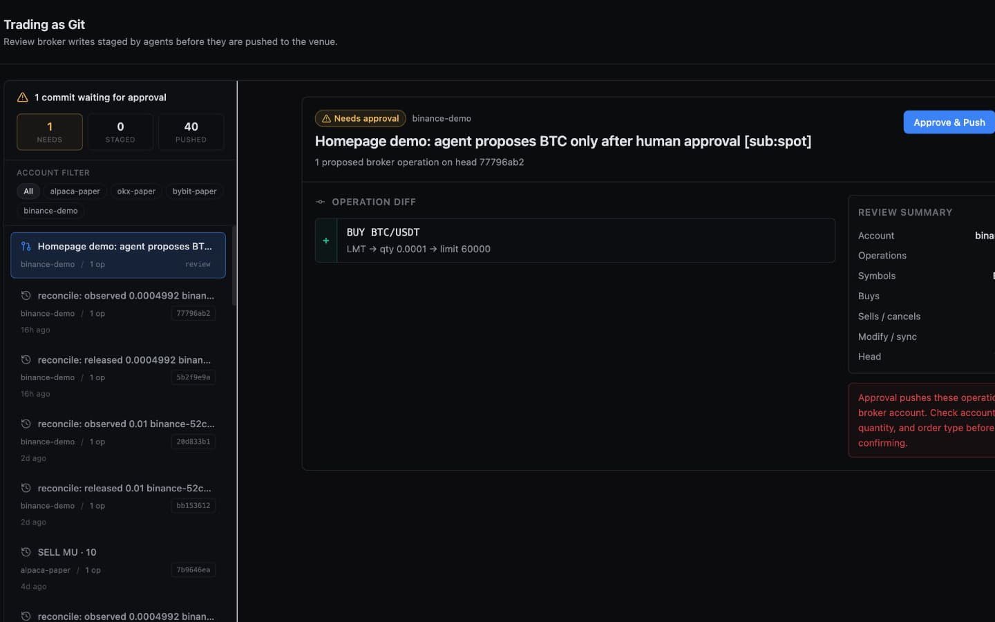 Review a proposed broker write before confirming